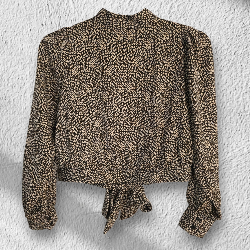 Banana Republic NWT Backless Tie Blouse | Animal Print Statement Top Size Small - Picture 2 of 12
